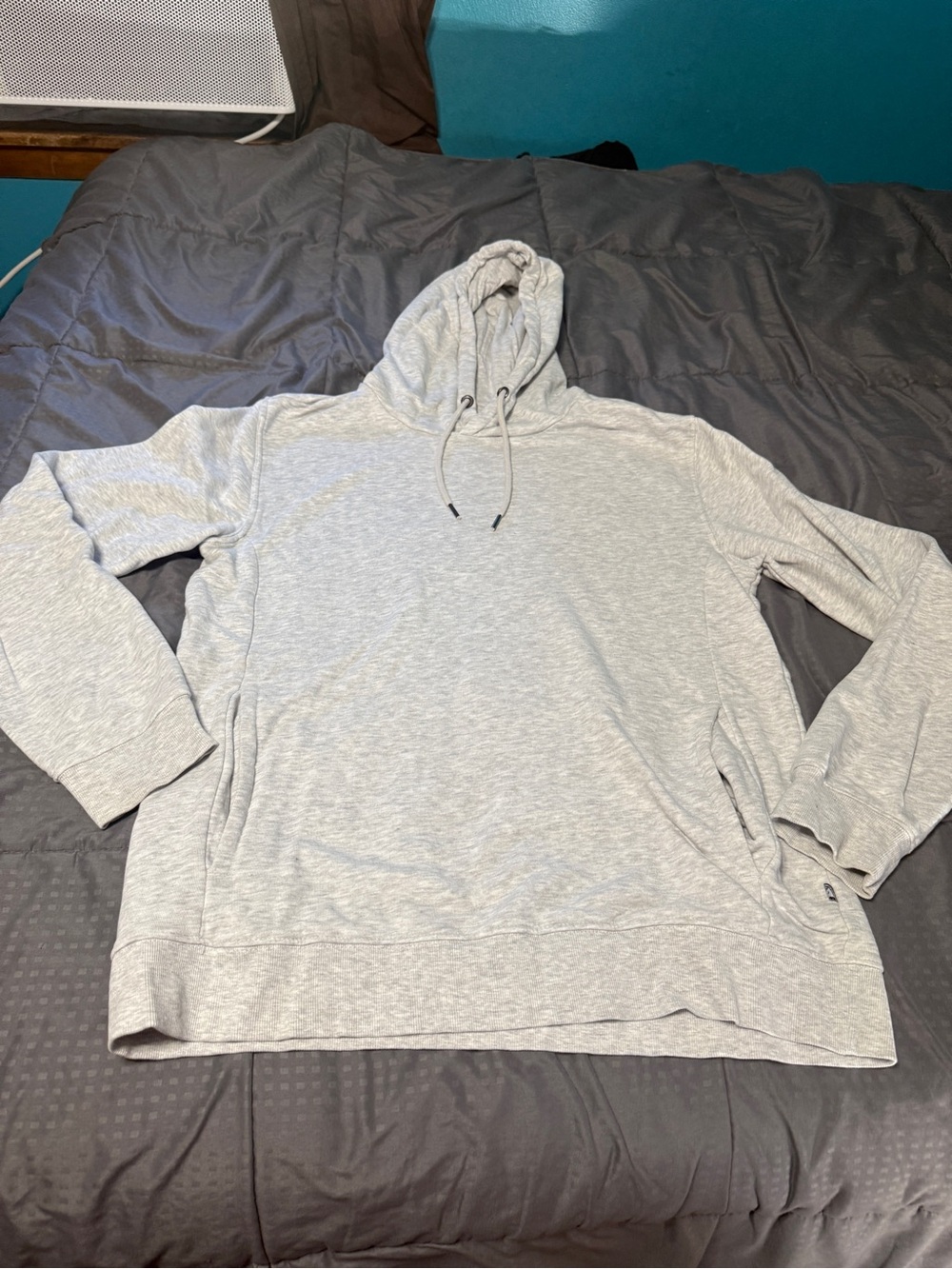 free planet gray hoodie Men’s Unisex Size large pull over Organic Cotton Blend